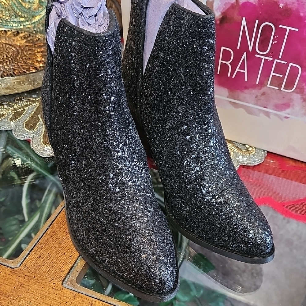Not Rated Glitter Ankle Boots - Black - Picture 2 of 11